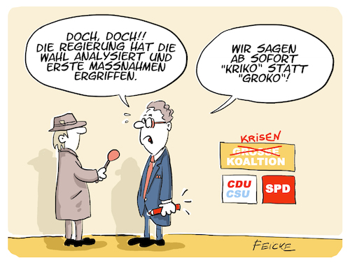 Cartoon: Kriko (medium) by FEICKE tagged cdu,csu,union,spd,große,koalition,wahl,bayern,krise,cdu,csu,union,spd,große,koalition,wahl,bayern,krise