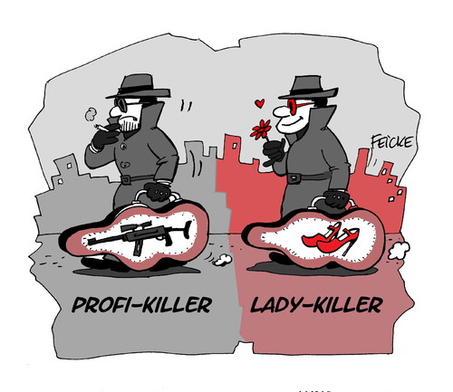 Cartoon: Ladykiller (medium) by FEICKE tagged lady,killer,damen,gentleman,liebe,love,amore,rose,charme,charmeur