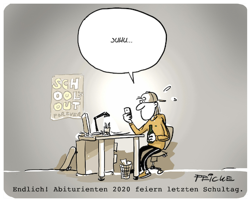 Cartoon: Letzter Schultag (medium) by FEICKE tagged schule,abitur,corona,feier,gesundheit,isolation,schule,abitur,corona,feier,gesundheit,isolation