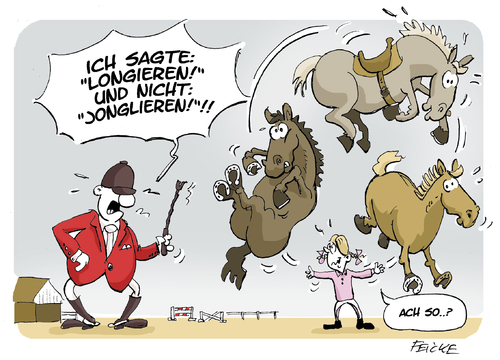 Cartoon: Longieren (medium) by FEICKE tagged reiten,reiter,reitsport,pferd,reiten,reiter,reitsport,pferd