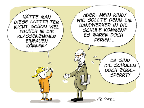 Cartoon: Luftfilter in Schulen (medium) by FEICKE tagged schule,luftfilter,gesundheit,politik,ferien,pandemie,politiker,schule,luftfilter,gesundheit,politik,ferien,pandemie,politiker