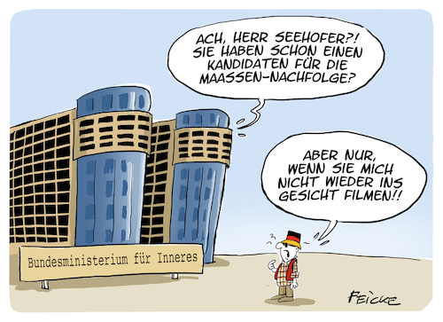 Cartoon: Maaßen Nachfolge geregelt (medium) by FEICKE tagged seehofer,maaßen,skandal,verfassungsschutzchef,seehofer,maaßen,skandal,verfassungsschutzchef
