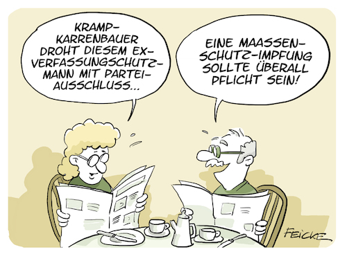 Cartoon: Maassen Schutz (medium) by FEICKE tagged akk,cdu,partei,ausschluss,maaßen,maassen,masern,impfung,akk,cdu,partei,ausschluss,maaßen,maassen,masern,impfung