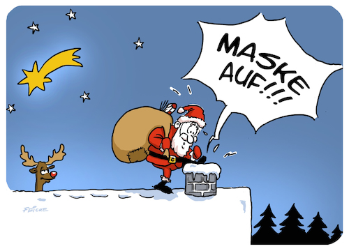Cartoon: Maske auf dem Dach (medium) by FEICKE tagged feicke,weihnachten,corona,maske,nikolaus,weihnachtsmann,aha,feicke,weihnachten,corona,maske,nikolaus,weihnachtsmann,aha