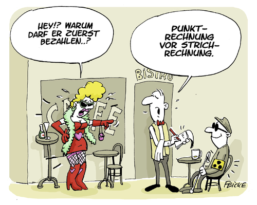 Cartoon: Matheregeln (medium) by FEICKE tagged mathematik,rechnung,strich,punkt,blind,cafe,prostituiert,mathematik,rechnung,strich,punkt,blind,cafe,prostituiert