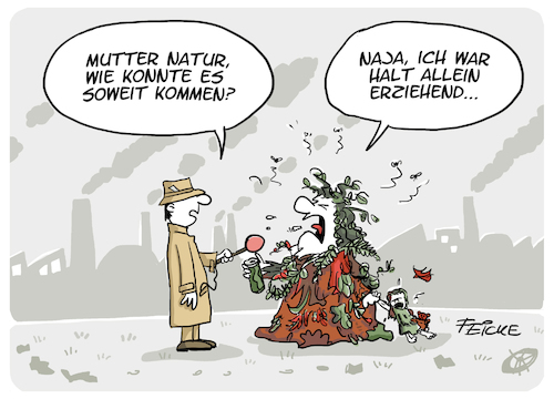 Cartoon: Mutter Natur (medium) by FEICKE tagged umwelt,klima,klimawandel,öko,mutter,familie,umwelt,klima,klimawandel,öko,mutter,familie