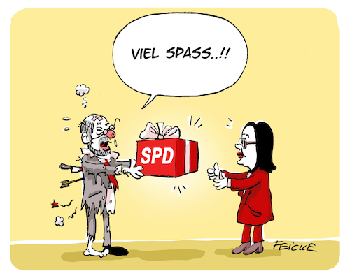Cartoon: Nahles SPD Parteivorsitz (medium) by FEICKE tagged spd,sozialdemokrat,martin,schulz,andrea,nahles,vorsitz,partei,spd,sozialdemokrat,martin,schulz,andrea,nahles,vorsitz,partei