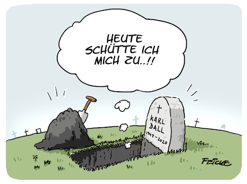 Cartoon: RIP Karl Dall (medium) by FEICKE tagged karl,dall,komiker,comedy,tv,musik,lied,kalauer,karl,dall,komiker,comedy,tv,musik,lied,kalauer