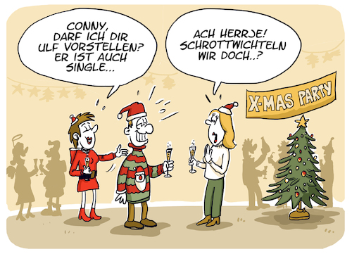 Cartoon: Schrottwichteln (medium) by FEICKE tagged weihnachten,weihnachtsfeier,single,betrieb,kollegen,party,xmas,wichteln,tradition,schrott,weihnachten,weihnachtsfeier,single,betrieb,kollegen,party,xmas,wichteln,tradition,schrott