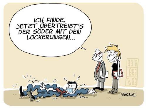 Cartoon: Söder Lockerungen (medium) by FEICKE tagged soeder,csu,poltik,bayern,corona,lockdown,lockerung,feicke,soeder,csu,poltik,bayern,corona,lockdown,lockerung,feicke