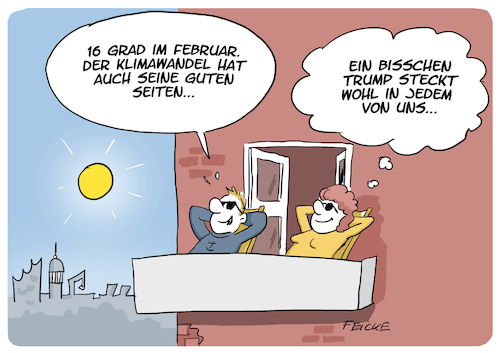 Cartoon: Sommer im Februar (medium) by FEICKE tagged klimawandel,trump,sonne,wärme,frühling,jahreszeit,ignoranz,umwelt,klimawandel,trump,sonne,wärme,frühling,jahreszeit,ignoranz,umwelt