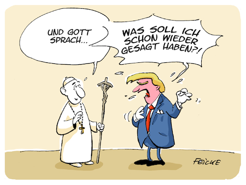 Cartoon: Trump beim Papst (medium) by FEICKE tagged trump,papst,audienz,gott,trump,papst,audienz,gott