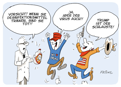 Cartoon: Trump Desinfektion (medium) by FEICKE tagged corona,pandemie,gesundheit,trump,usa,corona,pandemie,gesundheit,trump,usa