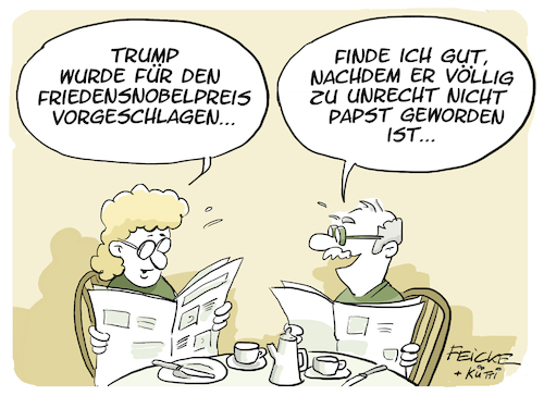 Cartoon: Trump Nobelpreis (medium) by FEICKE tagged trump,nobelpreis,papst,natanjahu,trump,nobelpreis,papst,natanjahu