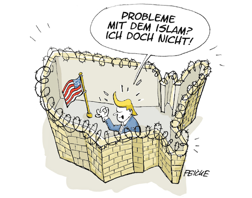 Cartoon: Trump und Islam (medium) by FEICKE tagged trump,islam,rede,saudi,arabien,diplomatie,ban,muslims,trump,islam,rede,saudi,arabien,diplomatie,ban,muslims