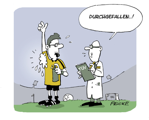 Cartoon: TÜV und Freistoßspray (medium) by FEICKE tagged tüv,technischer,überwachungsverein,spray,fussball,schiedsrichter,ball,dfl,test,tüv,technischer,überwachungsverein,spray,fussball,schiedsrichter,ball,dfl,test