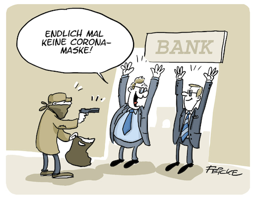 Cartoon: Überfall ohne Coronamaske (medium) by FEICKE tagged corona,bank,überfall,raub,maske,schutz,gesundheit,corona,bank,überfall,raub,maske,schutz,gesundheit