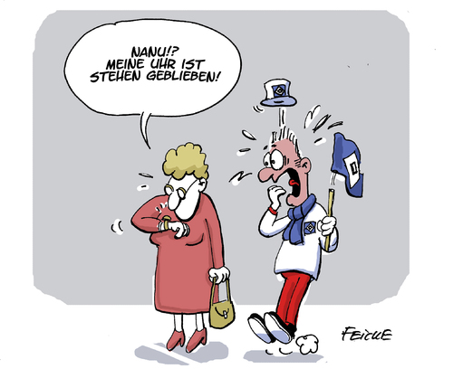 Cartoon: Uhr stehen geblieben (medium) by FEICKE tagged hamburg,hamburger,sportverein,hsv,fussball,bundesliga,abstieg,uhr,dinosaurier,hamburg,hamburger,sportverein,hsv,fussball,bundesliga,abstieg,uhr,dinosaurier