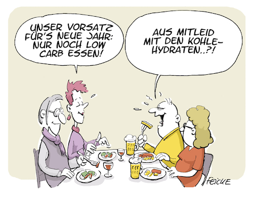 Cartoon: Vorsatz Diät (medium) by FEICKE tagged silvester,neujahr,vorsatz,diät,essen,low,carb,ernährung,gesundheit,silvester,neujahr,vorsatz,diät,essen,low,carb,ernährung,gesundheit