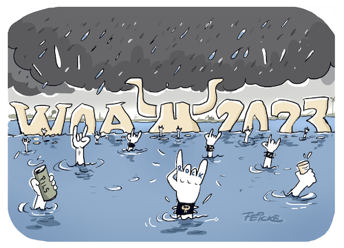 Cartoon: WACKEN OPEN AIR 2023 (medium) by FEICKE tagged wacken,open,air,metal,festival,rain,and,shine,regen,unwetter,musik,hard,rock,wacken,open,air,metal,festival,rain,and,shine,regen,unwetter,musik,hard,rock