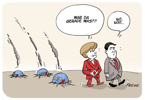 Cartoon: War da was? (medium) by FEICKE tagged landtag,wählen,rheinland,pfalz,baden,württemberg,sachsen,anhalt,merkel,gabriel,partei,wahl,landtag,wählen,rheinland,pfalz,baden,württemberg,sachsen,anhalt,merkel,gabriel,partei,wahl