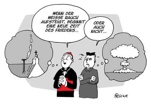 Cartoon: Weisser Rauch (medium) by FEICKE tagged vatikan,kim,jong,un,atomtest,atomkrief,atowmwaffen,atomschlag,atom,rauch,kurie,kardinal,kardinäle,bischof,papst,papstwahl,rom,nordkorea,korea,frieden,krieg,vatikan,kim,jong,un,atomtest,atomkrief,atowmwaffen,atomschlag,atom,rauch,kurie,kardinal,kardinäle,bischof,papst,papstwahl,rom,nordkorea,korea,frieden,krieg