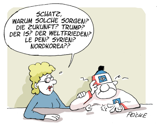 Cartoon: Zukunftssorgen (medium) by FEICKE tagged zukunft,sorgen,hsv,hamburg,sportverien,fussball,fußball,trump,is,terror,nordkorea,zukunft,sorgen,hsv,hamburg,sportverien,fussball,fußball,trump,is,terror,nordkorea