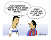 Cartoon: Messi vs Ronaldo (small) by FEICKE tagged fussball,champions,league,halbfinal,finale,fc,barcelona,real,madrid,bayern,münchen,borussia,dortmund,messi,ronaldo