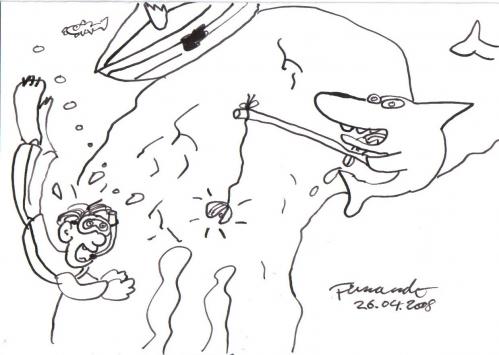 Cartoon: humaning (medium) by Fernando tagged fish,fishing,shark,sea,ocean,nature