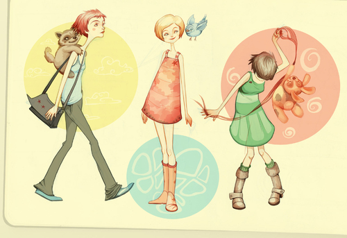 Cartoon: Three circles (medium) by Enita tagged character,design,girls,cartoon,illustration,colors,digital,paint,draw