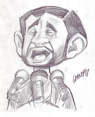 Cartoon: Mahmoud Ahmadinejad sketch (medium) by grant tagged mahmoud,ahmadinejad,caricature
