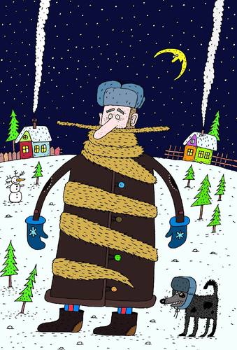 Cartoon: beard scarf (medium) by Sergei Belozerov tagged bart,schal,scarf,beard,warm,winter,kalt
