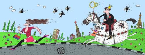 Cartoon: runaway bride (medium) by Sergei Belozerov tagged love,prince,horse,bride
