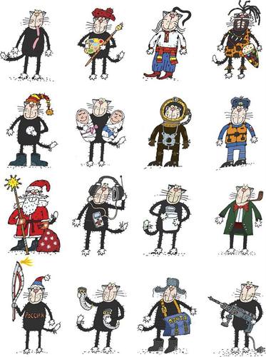 Cartoon: The Cats (medium) by Sergei Belozerov tagged cat,kater,katze