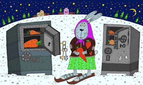 Cartoon: treasure (medium) by Sergei Belozerov tagged carrot,bank,hare