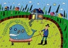 Cartoon: Bewässerung (small) by Sergei Belozerov tagged watering,water,bewässerung,wal,whale,lawn,rasen