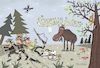 Cartoon: Moose (small) by Sergei Belozerov tagged moose,elk,coronavirus,virus,mask,hunter,hunt,rifle,panic,horn,antler,elch,jäger