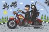 Cartoon: The Biker (small) by Sergei Belozerov tagged motorrad,motorcycle,biker,death,tod,grim,pearer