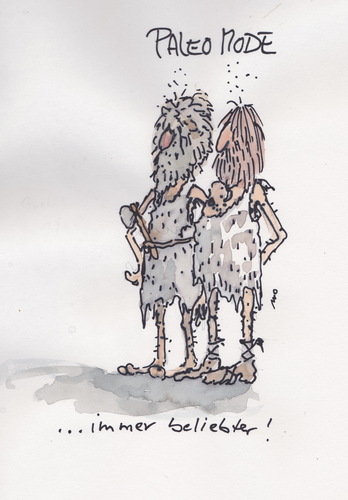 Cartoon: immer beliebter Paleo (medium) by monika boos tagged paleo,mode,fashion,steinzeit,fell,stone,age