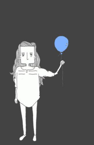 Cartoon: Blue balloon (medium) by jannis tagged people