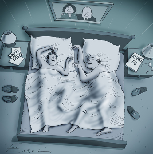 Cartoon: Kung fu (medium) by Elkin tagged love,relation