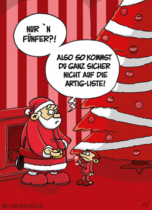 Cartoon: Artig (medium) by mil tagged nikolaus,rute,nikolaustag,liste,gut,artig,böse,strafe,bestechung,ärger,weihnachtszeit,weihnachten,kind,wunsch