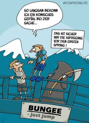 Cartoon: Bungee Tod (medium) by mil tagged tod,bungee,sprung,springer,bedenken,angst,jump,death