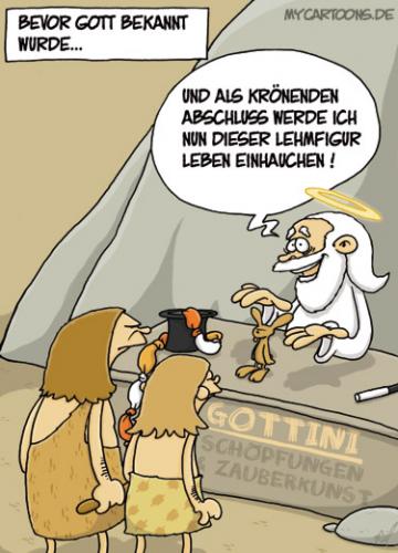 Cartoon: Der große Gottini (medium) by mil tagged gott,gottini,zauberkünstler,schöpfer,show,magie,mil