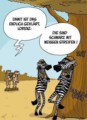 Cartoon: Die Zebra Frage (medium) by mil tagged zebra,schwarz,weiss,cool,gangsta,graffiti,forscher,tier