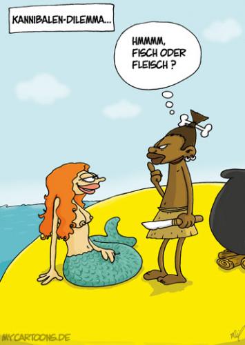 Cartoon: Dilemma (medium) by mil tagged meerjungfrau,essen,kannibale,mil