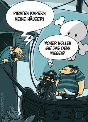 Cartoon: Hauspiraten (medium) by mil tagged piraten,schiff,entern,kapern,haus,kapitän,ärger,überfall