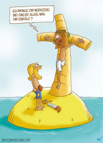 Cartoon: Insel Jesus (medium) by mil tagged insel,jesus,kreuz,mann,mil,