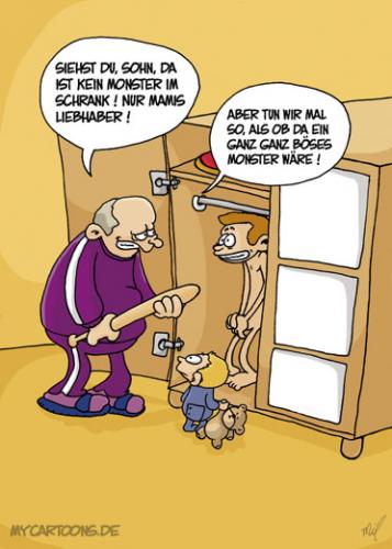 Cartoon: Monster im Schrank (medium) by mil tagged schrank,mann,liebhaber,mil,