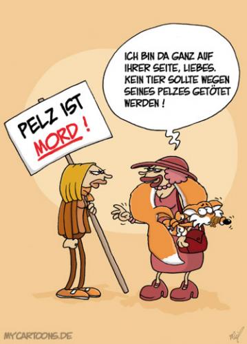 Cartoon: Pelzträger (medium) by mil tagged pelz,frau,tierschutz,fuchs,mil,